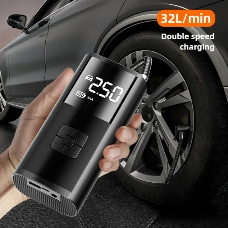 

Беспроводной автомобильный воздушный компрессор, накачка шин, 150 фунтов на квадратный дюйм, 8000 мАч, портативный электрический насос для автомобиля, мотоцикла, велосипеда, аварийных шин