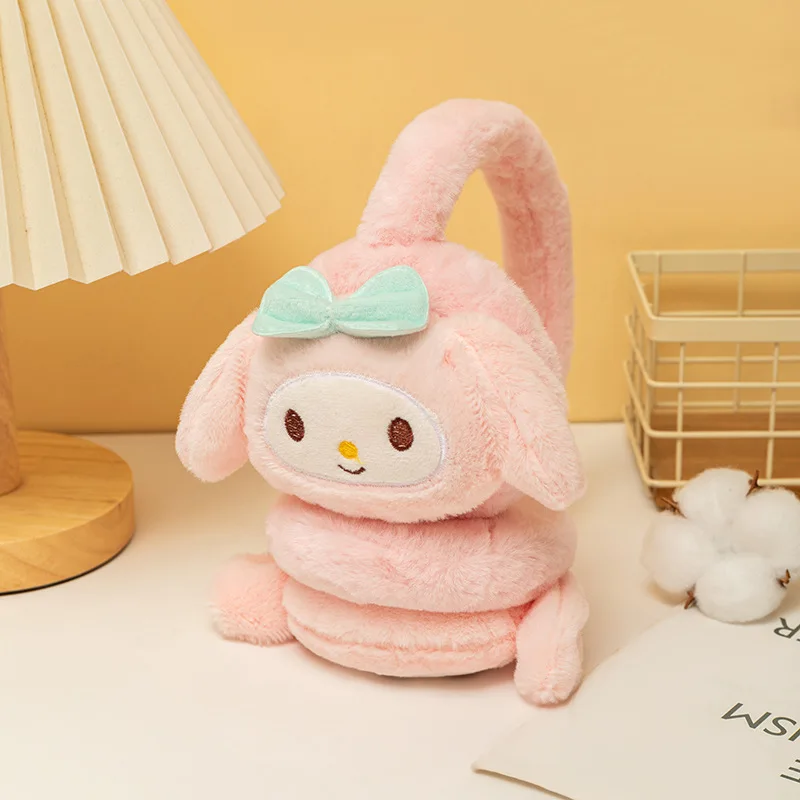 MINISO Sanrio Winter Keep Warm Earmuffs Cinnamoroll My Melody Kuromi Pom Pom Purin Cute Cotton Plush Bike Ski Equipment Boy Girl