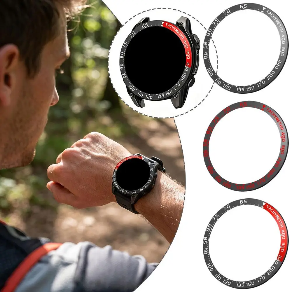 For Jiaming FENIX 8/Tactix 8 51mm Stainless Steel Rangefinder Bezel Sports Smart Watch Decor Bezel Ring Tachymeter Mark
