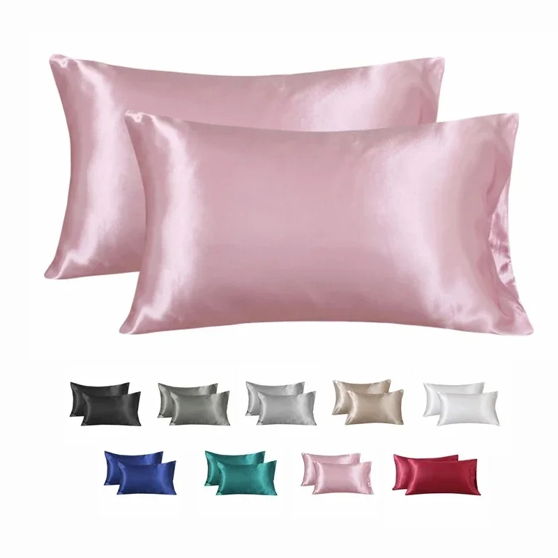 Taie d'oreiller en satin soyeux, housse de coussin confortable, décoration d'intérieur, beauté des cheveux, 100%