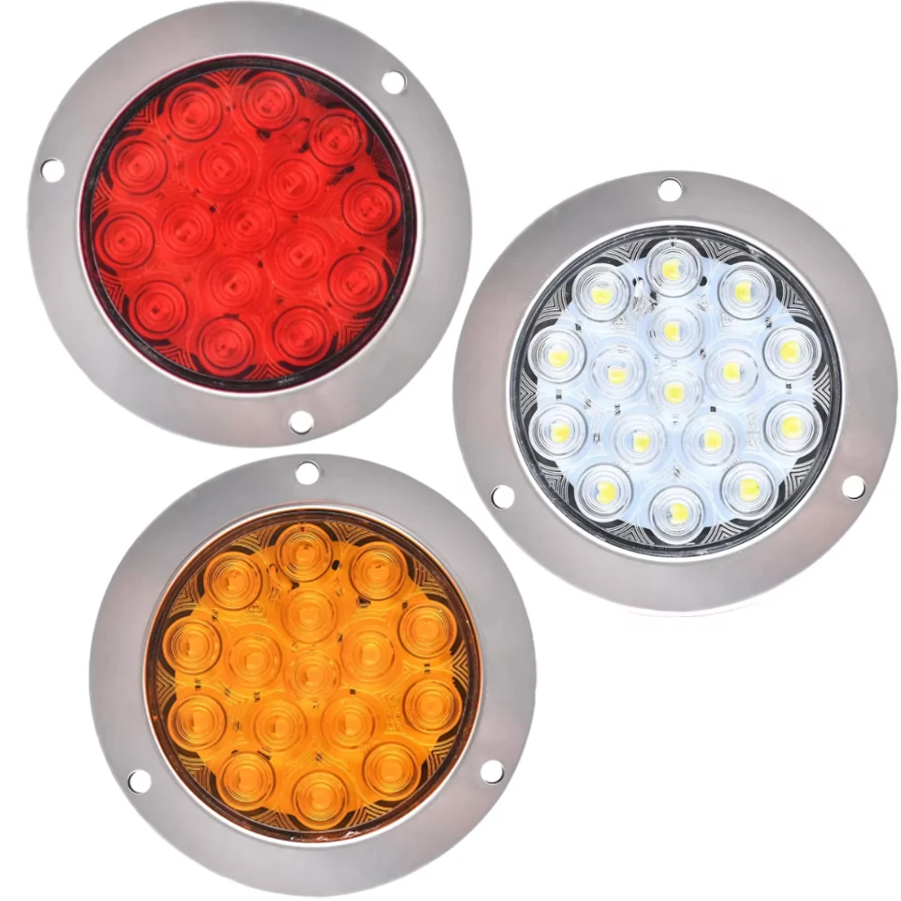 

10-30V 16 LED Tail Brake Light Round Warning Tail Light Turn Signal Indicator Lamp For Car Truck Trailer Tractor