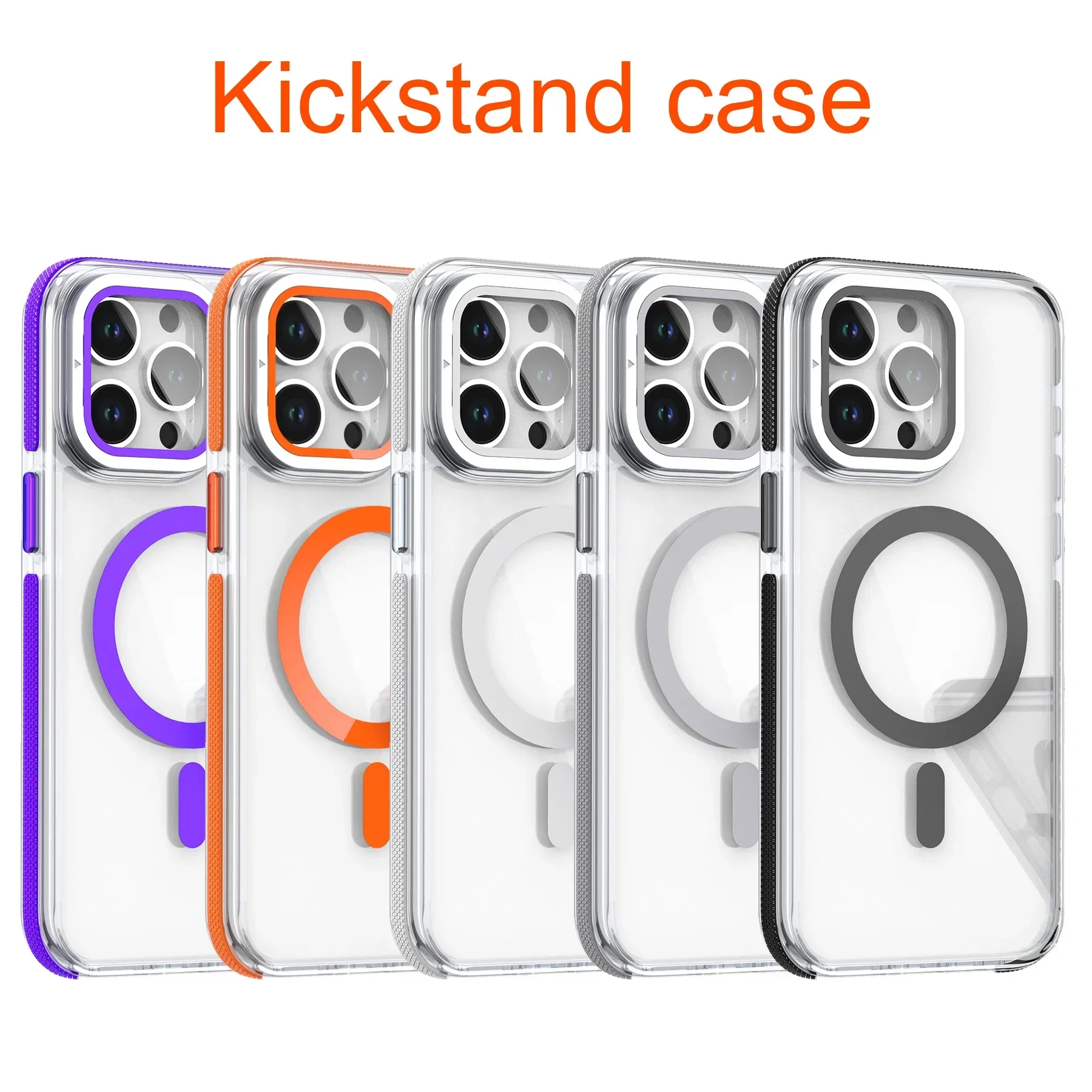 Magnetyczne etui na telefon z podstawką i ochroną aparatu do Magsafe iPhone 16 15 14 Pro Max Plus 13 12 11, przezroczyste, odporne na wstrząsy, twarde etui — zdjęcie produktu 6