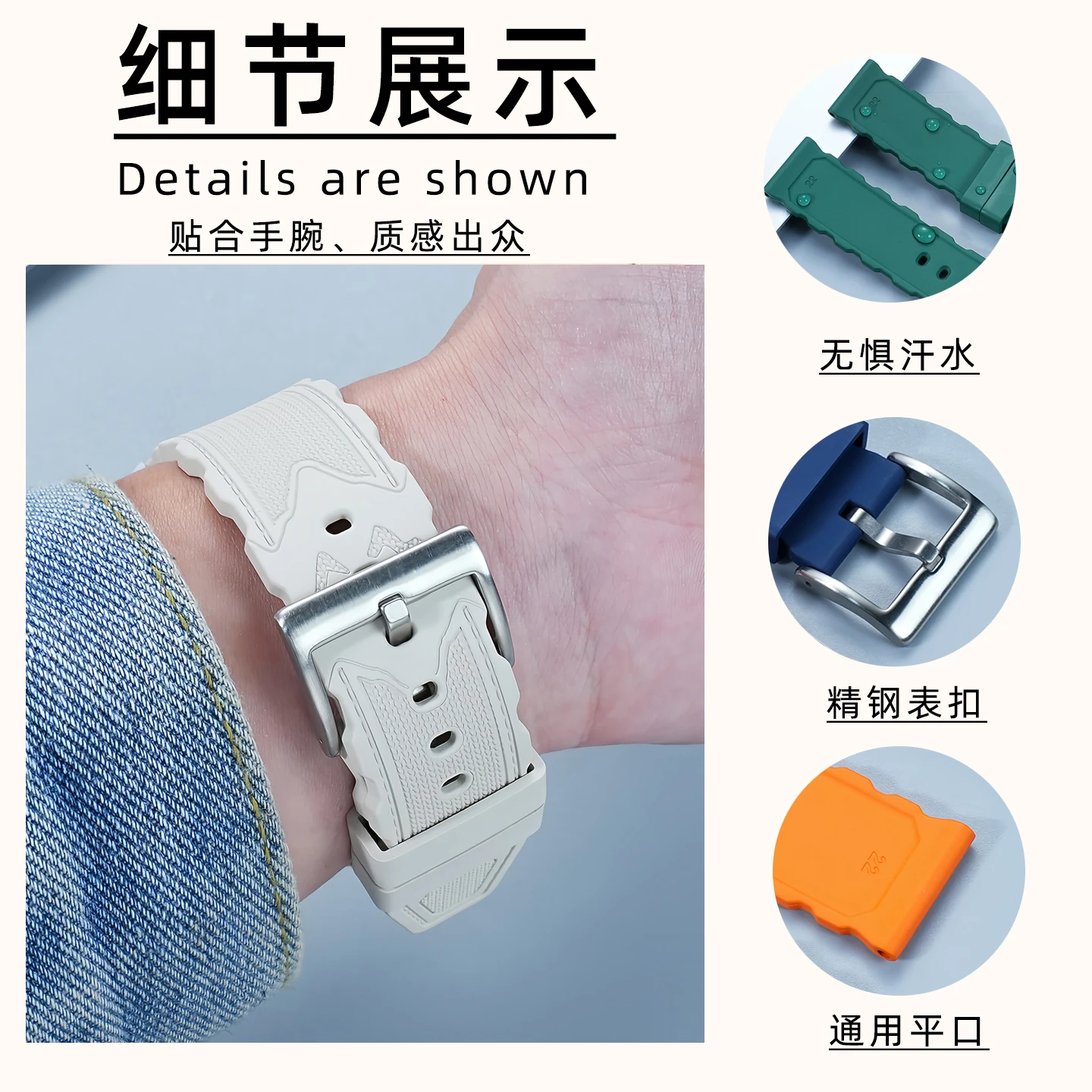 

Водонепроницаемый ремешок для часов Citizen Seiko Casio, универсальный ремешок из фторкаучука для спорта, мягкий и пылезащитный мужской ремешок 22 мм 20 мм