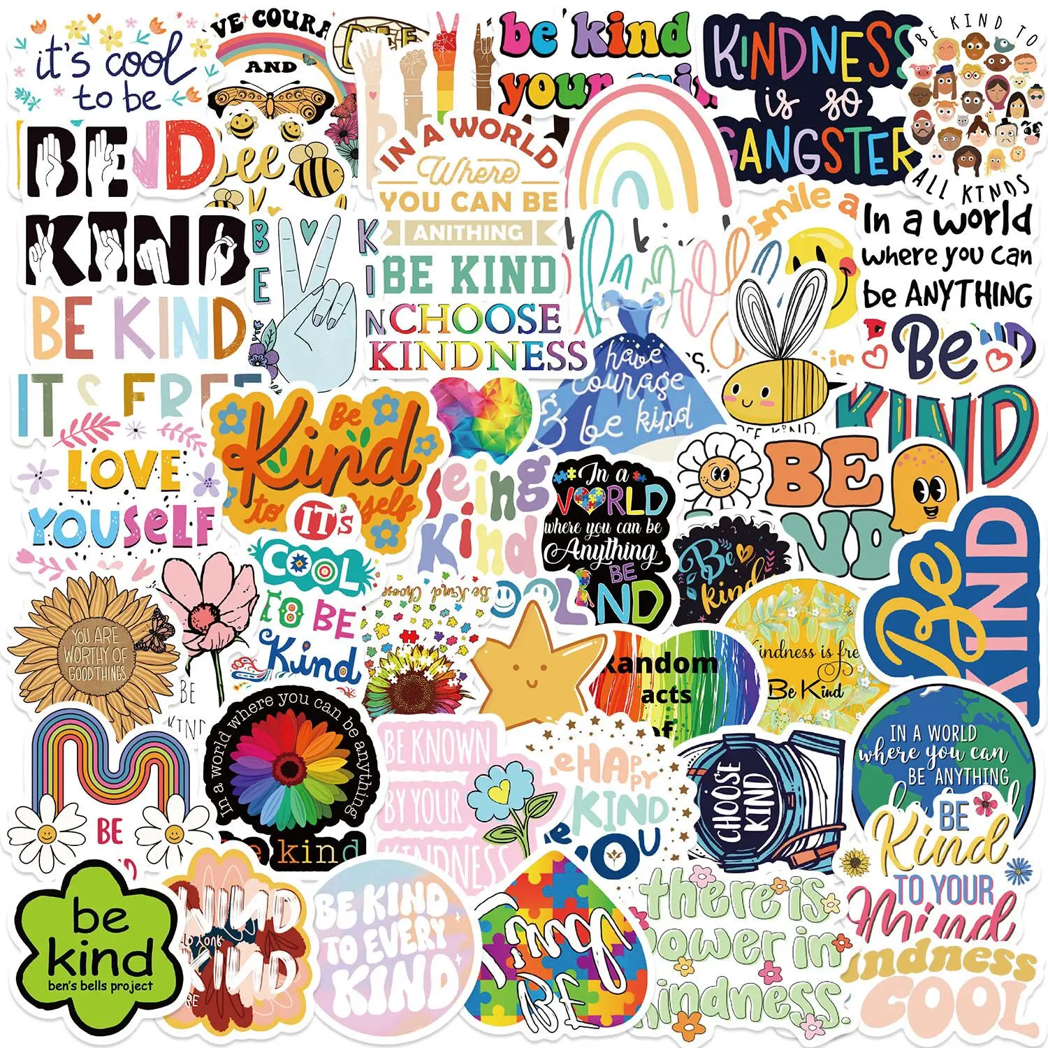 

10/50PCS Cute Be Kind Mental Health Graffiti Stickers Decal DIY Scrapbook Notebook Phone Laptop Luggage Psychology Sticker Toy