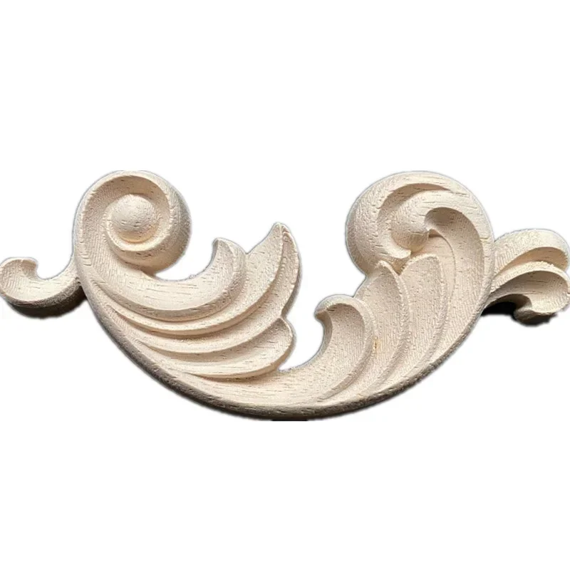 13cm Wooden Carved Appliques Onlay Carvings Decal for Headboard Door Bed Wall Cabinet Dresser Furniture Crafts Furniture Decor