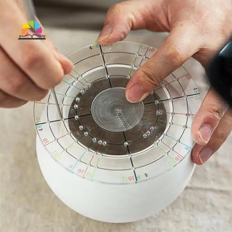 A19F-Pottery Clay Divider Tools Equal Circle Protractor Rotary Disc Pottery Trimmer Tool For Potters Clay Artists