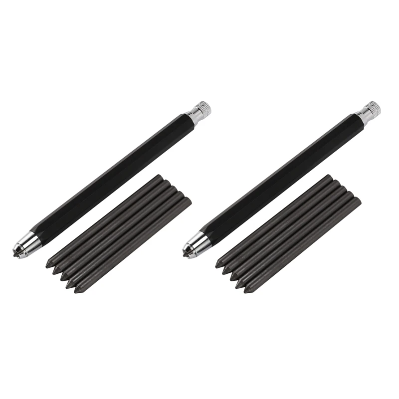 2 Set 5.6Mm Metal Lead Holder Automatic Mechanical Graphite Pencil For Drawing Shading Crafting Art Sketching