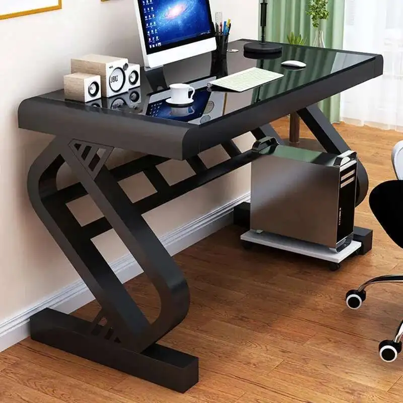 

Creative Desktop Computer Desks Home Office Furniture Tempered Glass Gaming Table Simple Student Office Desk with Keyboard Tray