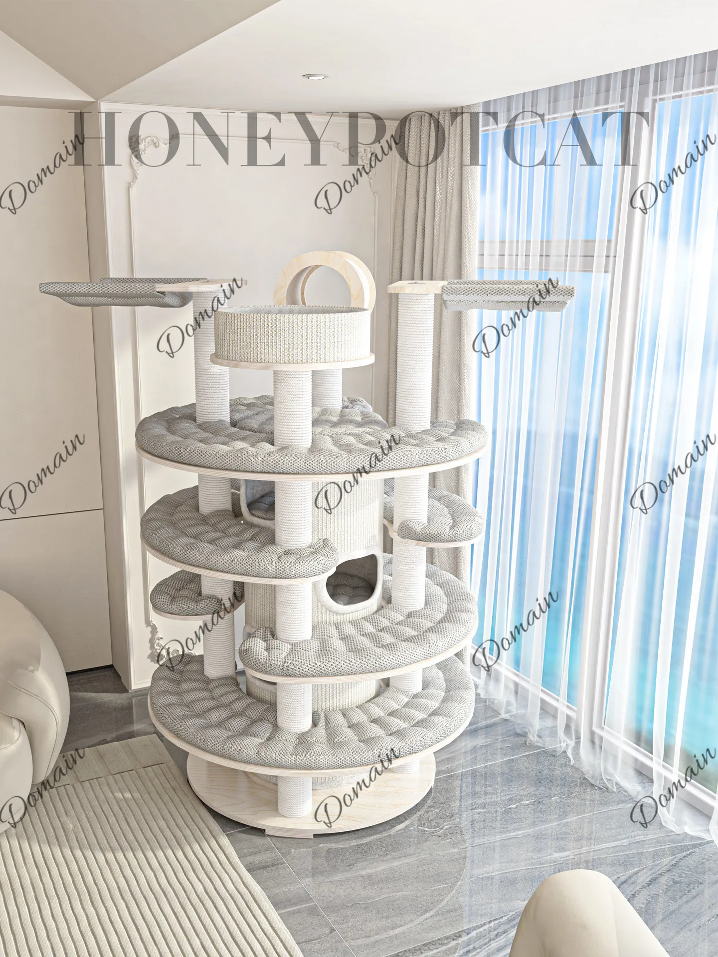 Cat climbing frame, nest integrated super large solid wood multi-layer cat castle special 230520