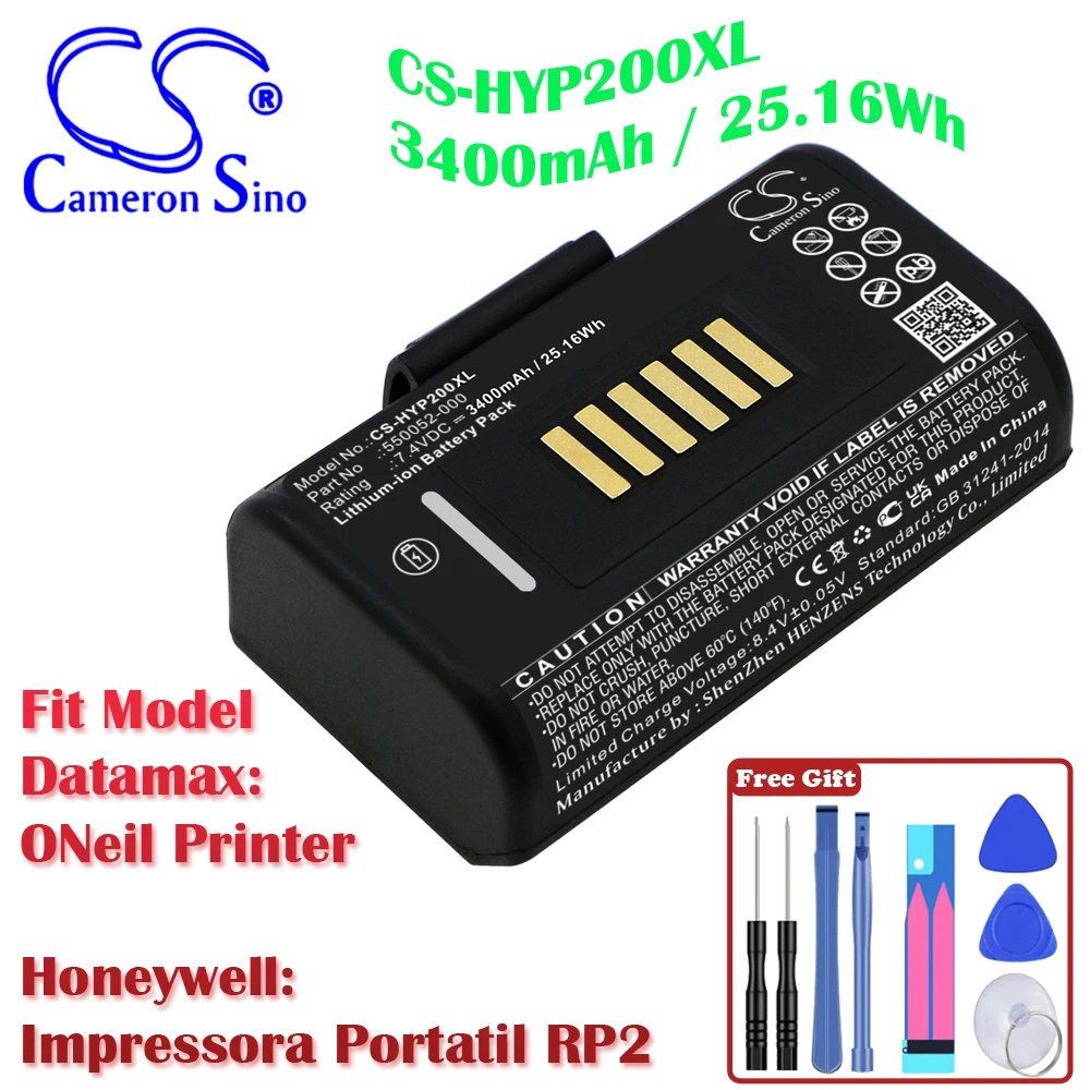 Portable Printer 3400mAh / 25.16Wh Battery For Honeywell 550052-000 Datamax ONeil Printer   Honeywell Impressora Portatil RP2