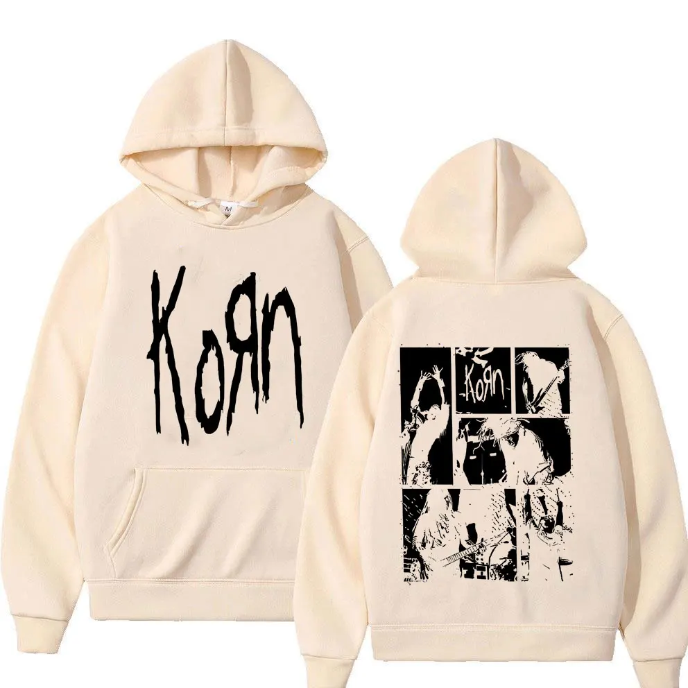 Alternative Nu Metal Rock Band Korn Double Sided Graphic Hoodie Men Gothic Vintage Pullover Tracksuit Male Fleece Cotton Hoodies