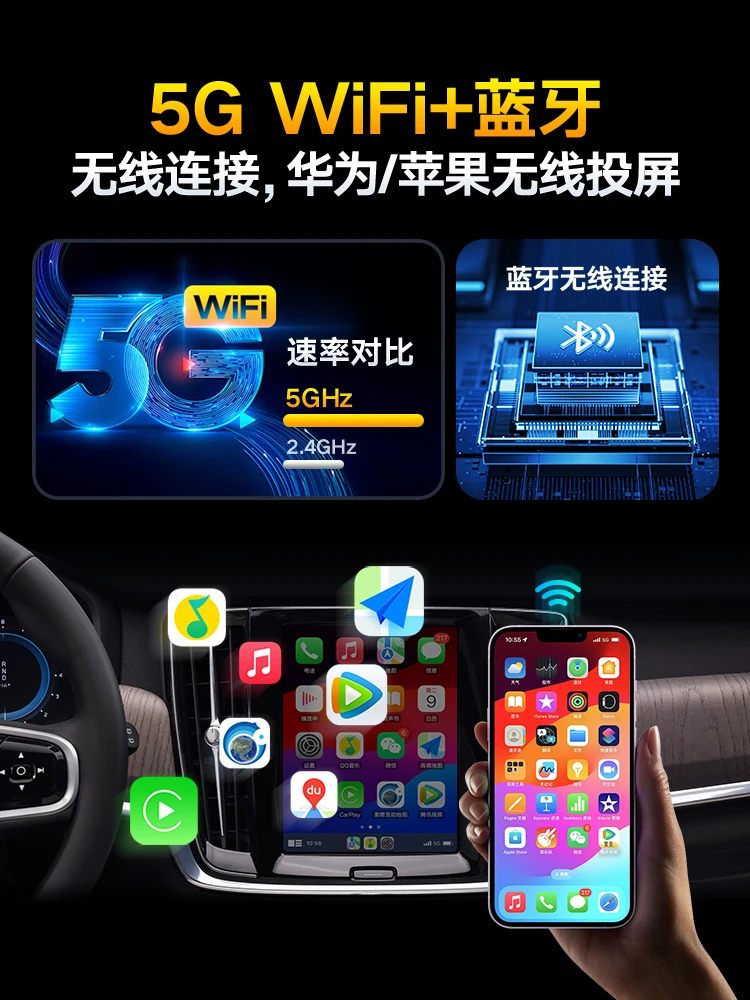 Cocok untuk Volvo S60 S90 XC60 XC90 V60 modul carplay nirkabel layar penuh/modul hicar nirkabel