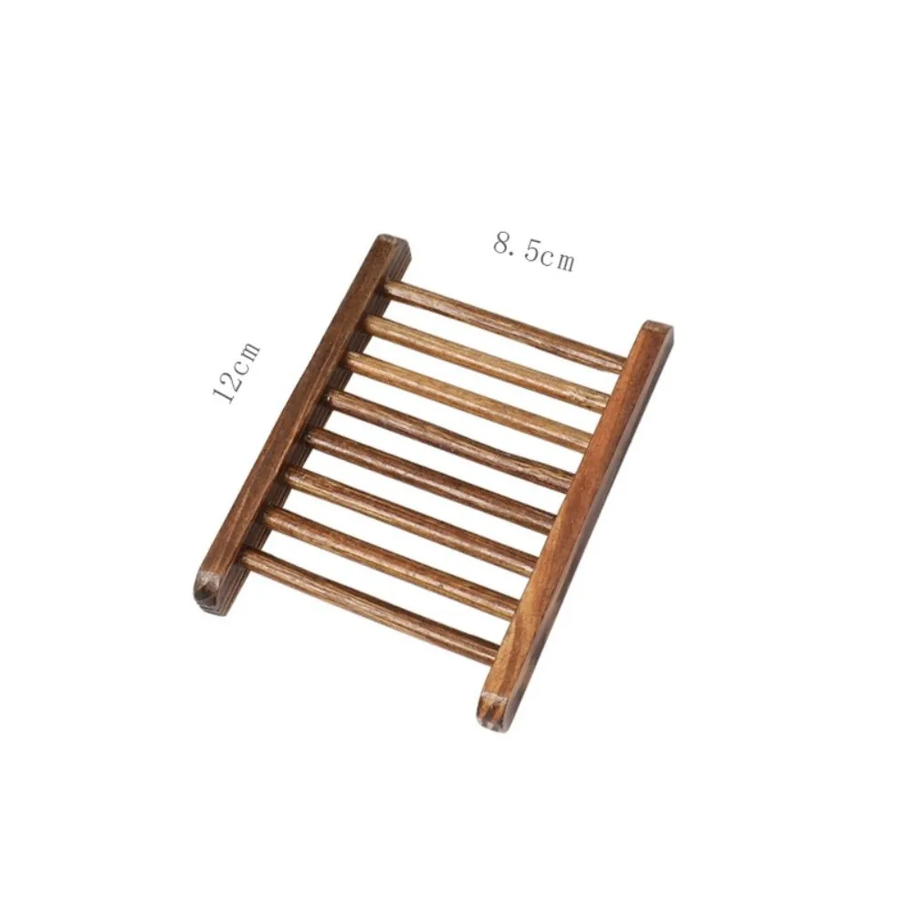 Stylish Hollow Slat Wood Soap Dish Quick Drain Raised Base Soap Tray Two Style Frame Bathroom Storage Shower Room
