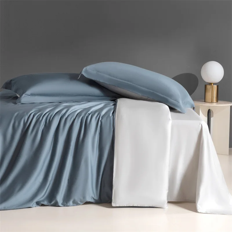 New Austrian Lanjing Solid Color Tencel Four-Piece Set Bare Sleeping Light Luxury Quilt Cover Silk Bed Sheet High Sense