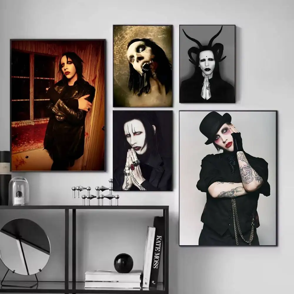 Rock Singer M-Marilyn M-Manson Posters Fancy Wall Sticker for Living Room Bar Decoration Wall Decor view 2