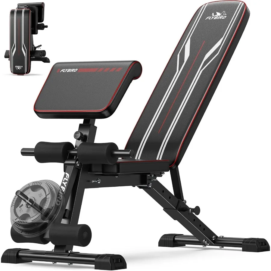 3 in 1 Adjustable Weight Bench with Leg Extension Preacher Curl Pad for Full Body Workout at Home Gym Foldable Exercise Bench S