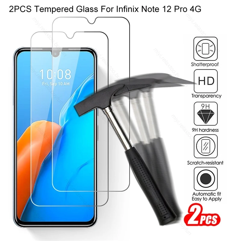 Note12pro Glass 2PCS Protective Glass For Infinix Note 12 Pro 4G 9H Premium Screen Protector Explosion-proof HD Film Not 12pro