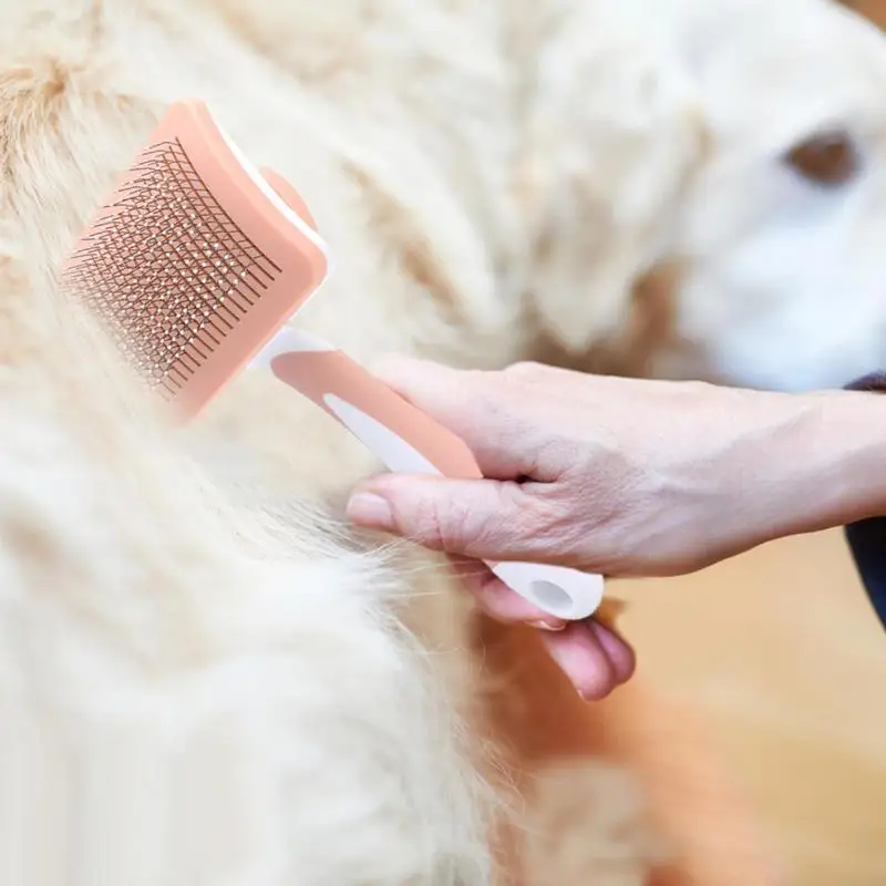 Cepillo rebanador de autolimpieza para mascotas, herramienta de aseo para quitar el pelo suelto, suave