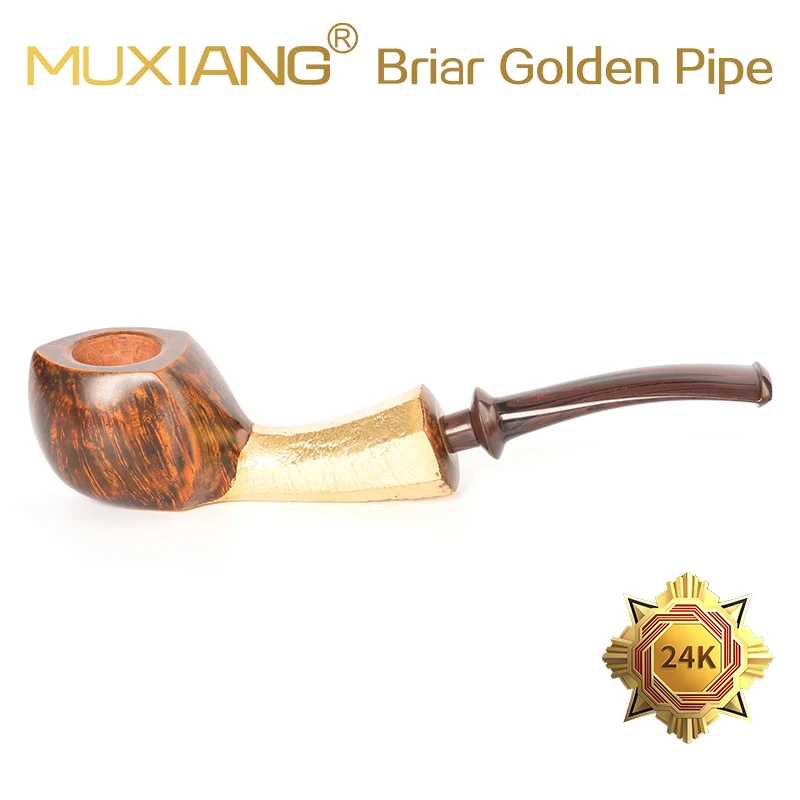 Briarwood tobacco pipe Gold plated pipe Freestyle puffer fish shape 3 mm pipe channel Colorful Cumberland color pipe mouth