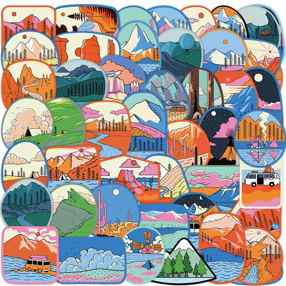 50PCS Cartoon Outdoor Camping Graffiti Aufkleber Gitarre Notebook Gepäck Telefon Fall DIY Wasserdichte Aufkleber Spielzeug