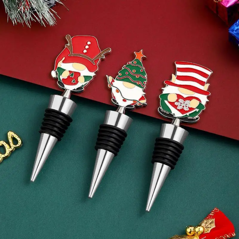 Zinc Alloy Christmas Series Snowman Shape Wine Stopper Fresh Keeping For Wine Champagne Bar Party Accessories