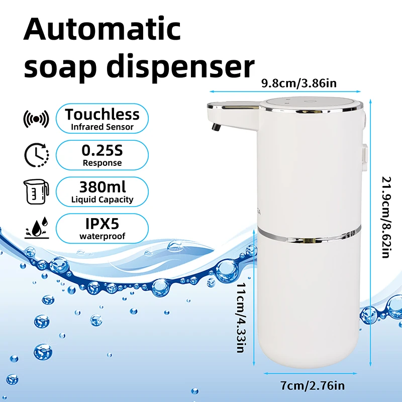 

380ML P11 Light Display Contactless 4-Levels Adjustable Foam/Liquid Control Intelligent Infrared Automatic Sensor Soap Dispenser