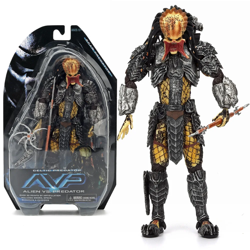 18 ซม.NECA Alien vs Predator Cat Face Celtic SCAR อะนิเมะคอลเลกชันตัวเลขการกระทํามือถือมือถือของเล่นชุดเครื่องประดับของขวัญ