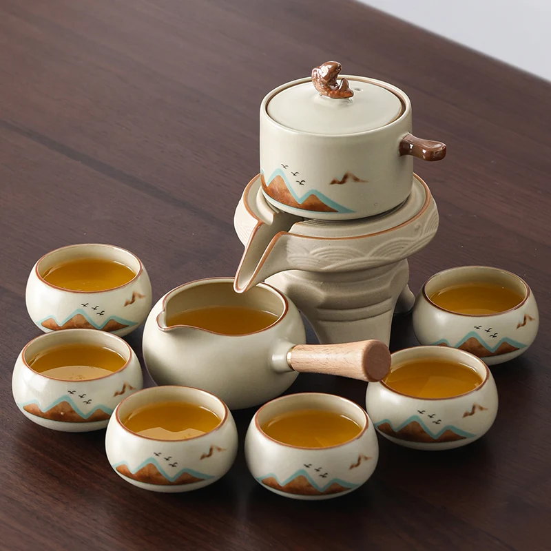 Ru Kiln Tea Set 2026 New Lazy Man Automatic Tea Artifact High-grade Light Luxury Drinking Brewing Tea Special Teapot