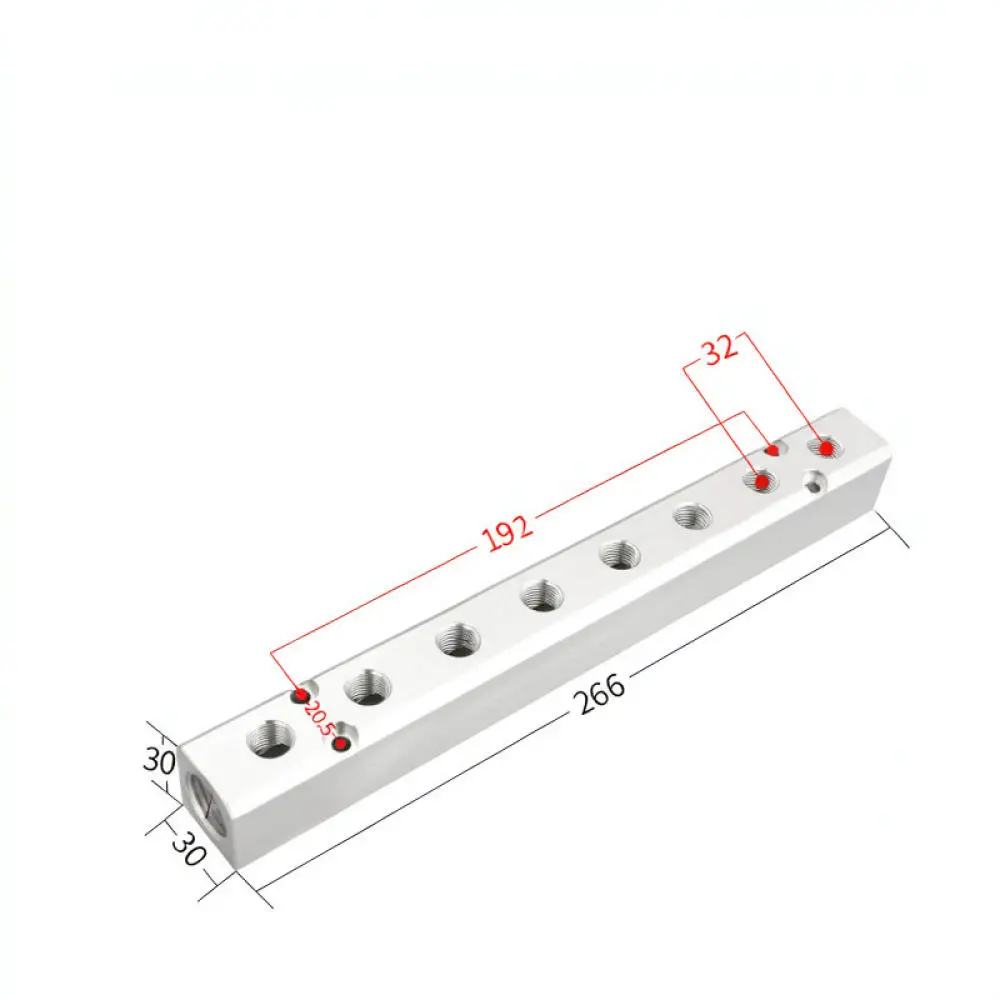 Industrial Gas Manifold Block For For BNTA Aluminum Pneumatic Header Distribution System Multiple Port Quick Fitting