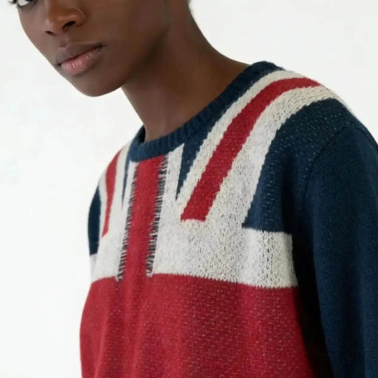 European and American thin flag long sleeved versatile women's knitted sweater round neck loose pullover sweater