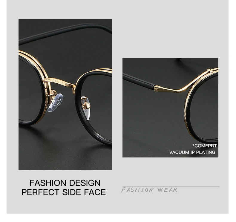 Retro Marke Design Luxus Runde Rahmen Brille Rahmen für Männer Frauen Ultraleicht Edelstahl Legierung Anti Blau Licht Brillen – Detail 3