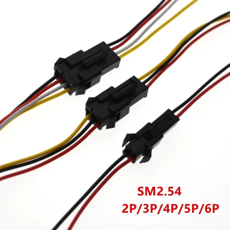 10PCS SM2.54 SM 2.54mm Pitch Male Female Plug Jack JST Wire Connector 2P 3P 4P 5P 6P 8P 10P 26AWG Charge Cable Adapter