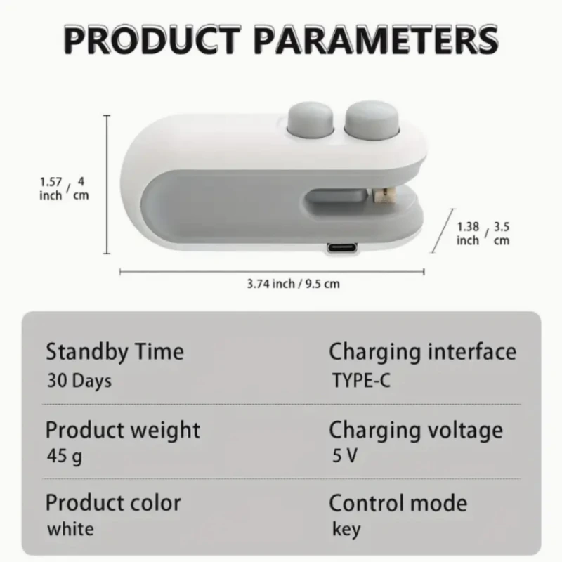 2-in-1 미니 USB 식품 실러 (열 밀봉 및 절단 기능 포함), 300mAh 배터리, 16W, 간식, 남은 음식, 신선도 유지, T용 소형 및 경량