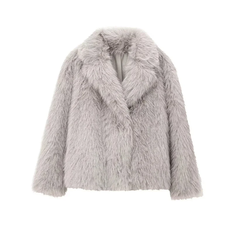Women's Faux Fur Effect Short Jacket Thicken Coat for Women 2026 New Fashion Autumn Winter Warm Parkas Chic Lady Outerwear
