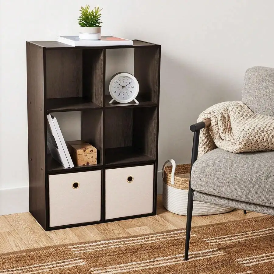 6-Cube Storage Organizer Bookcase, Espresso