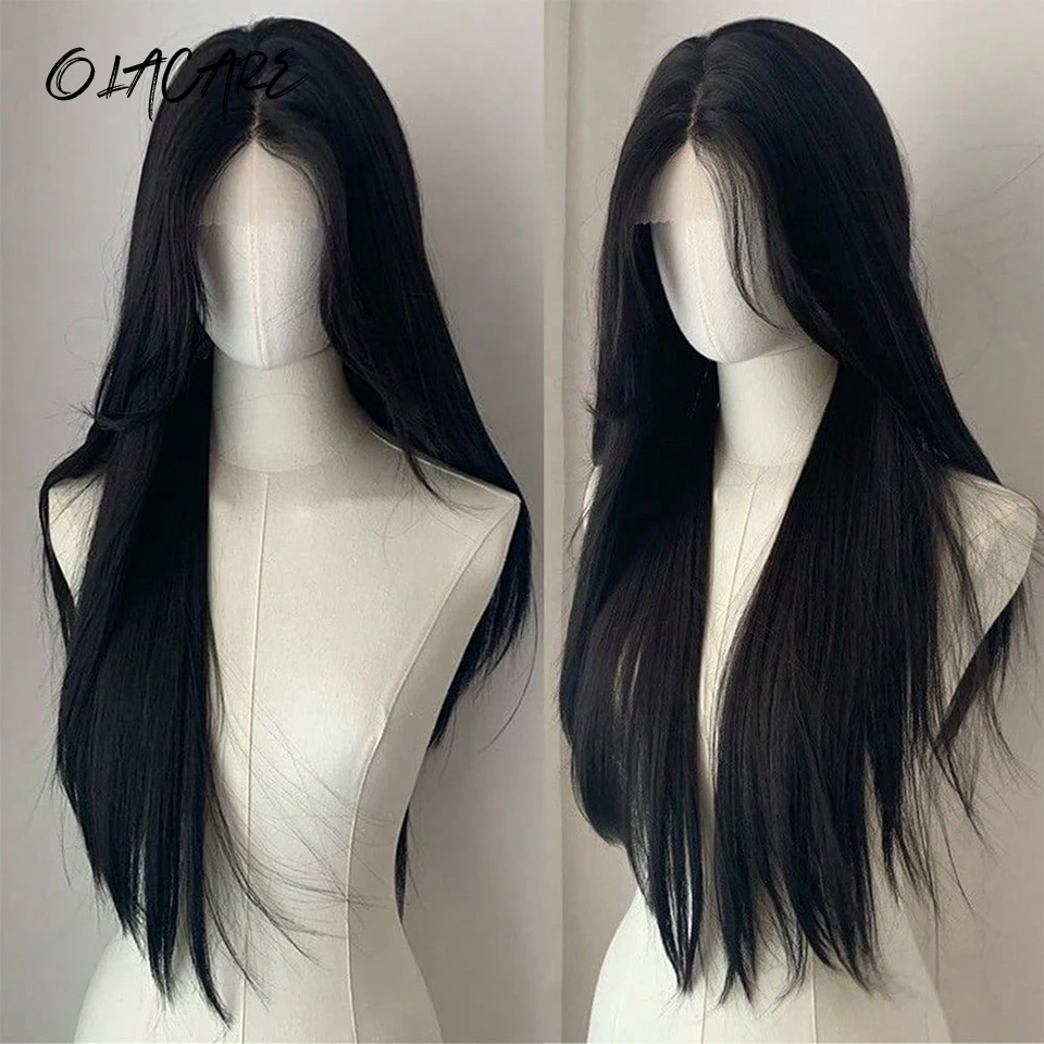 

OLACARE Black Wig for Women Long Straight Black Hair Lolita Cosplay Wigs for Daily Use School Life Heat Resistant Synthetic Wigs