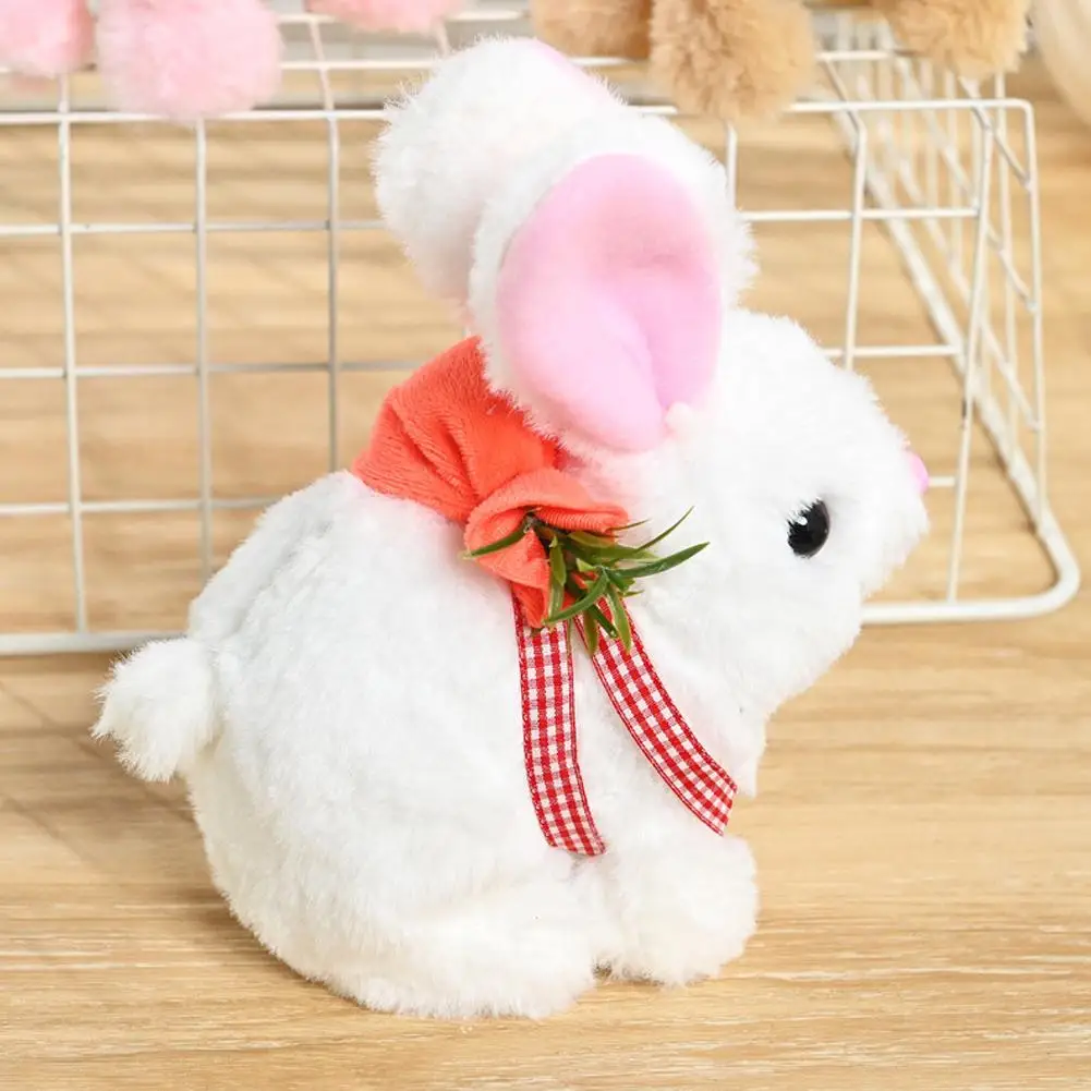 Peluche elettronico coniglio giocattolo interattivo coniglietto di peluche con corteccia di camminata Move bocca Wiggle orecchie animale domestico elettrico per i regali di compleanno dei bambini