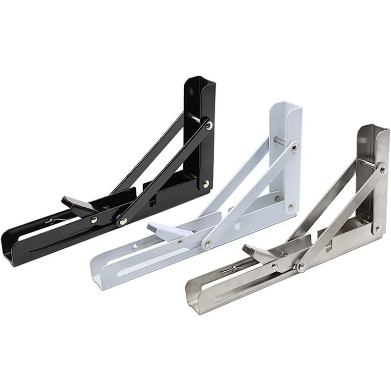 Heavy Duty Folding Shelf Brackets, Collapsible Triangular Shelf Bracket for Bench Table Shelf Brackets Wall Shelf Support