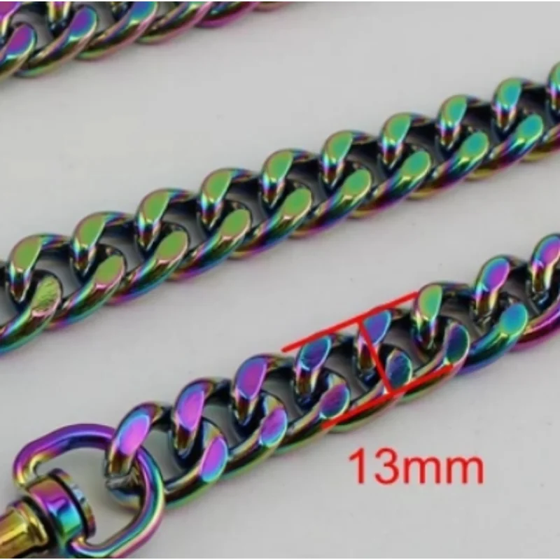 22mm 13mm Rainbow Aluminum Chain Light Weight Bags Purses Strap Accessory Wholesale 30-140CM Bag Chain Strap