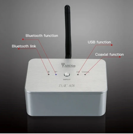 YAQIN DAC-808 Old-fashioned Audio Speaker Amplifier Bluetooth 5.0 Adapter Hifi Lossless Fever Audio Receiver Coaxial