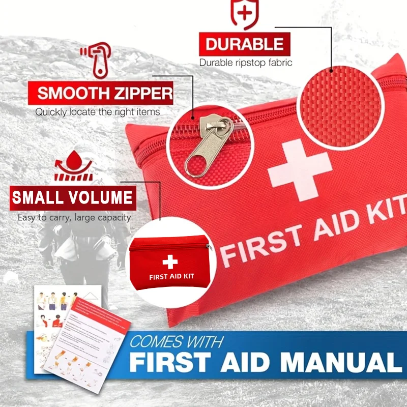 Ultimate Survival Kit - Portable First Aid Pouch. Made of reinforced durable oxford fabric, ideal for home, outdoor activities,