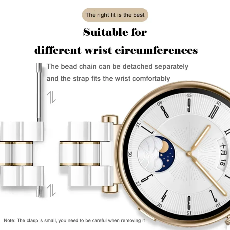 Correa de cerámica + Metal de 18mm para Huawei Watch GT5 Pro, pulsera de lujo de 42mm para Huawei Watch GT5 41mm GT4 41mm, accesorios