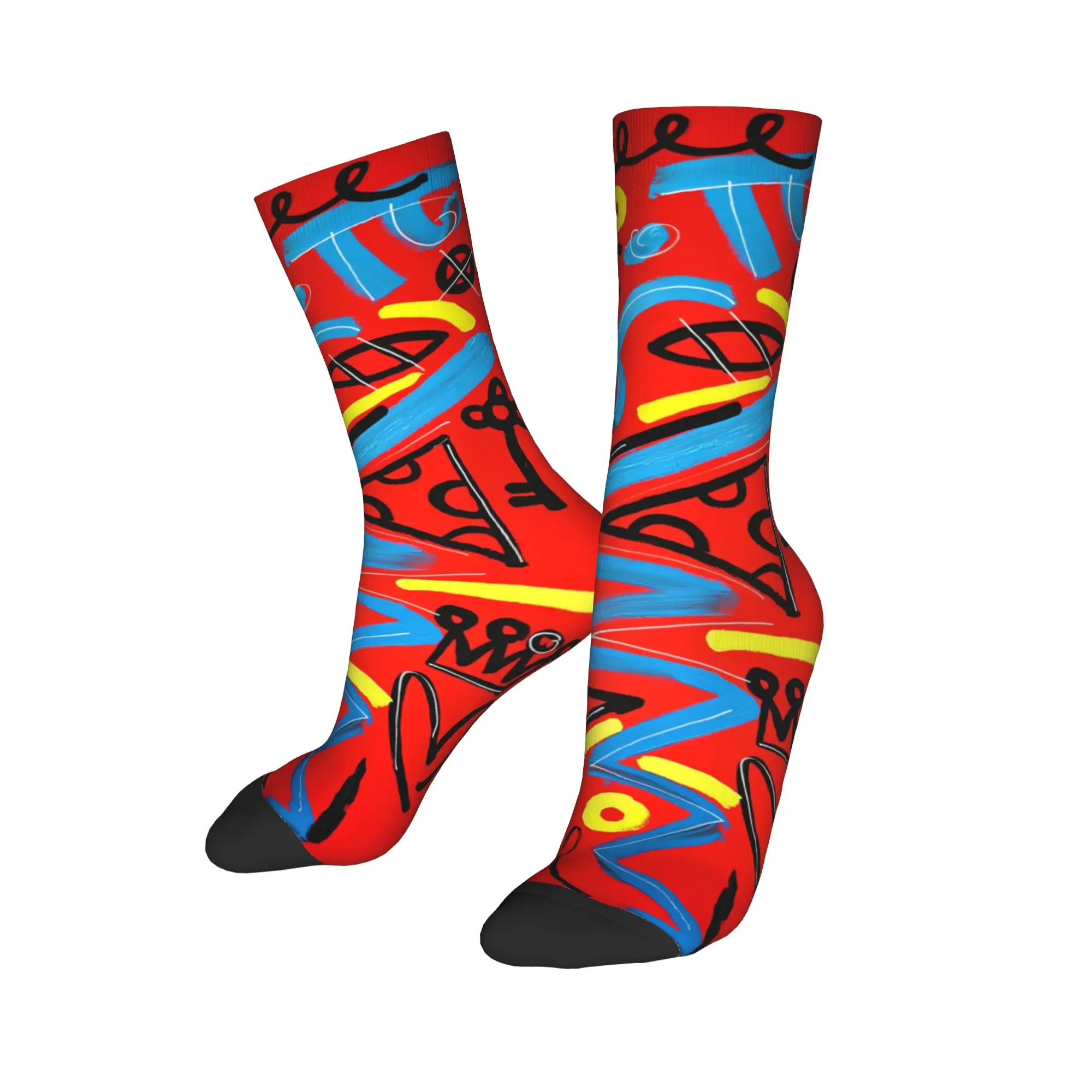 Graffiti Abstract Lines Socks  Design Stockings Non Slip Adults Men Socks Soft Autumn Harajuku Cycling Socks