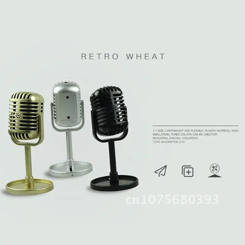 

Vintage Style Classic Dynamic Vocal Microphone Universal Stand Compatible Retro Live Performance Karaoke Studio Recording Mic