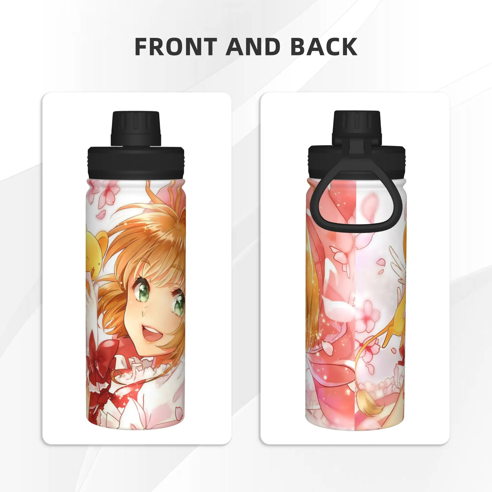 Cardcaptor Sakura Anime 18OZ Sports Insulated Kettle  Coffee Cups Stainless Steel Office Home Mugs Water Bottle