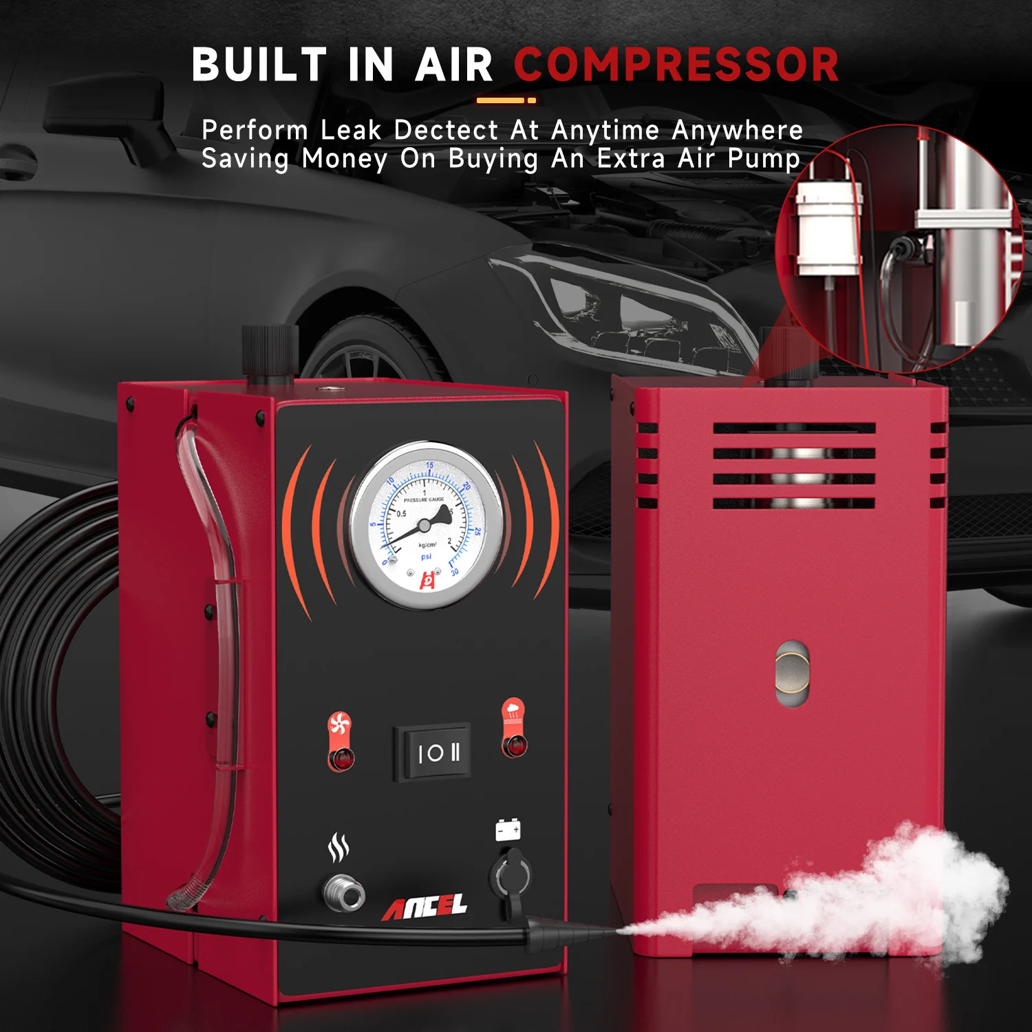 ANCEL S200 EVAP Smoke Leak Detector Oil Fuel Pipe Leakage Locator Vacuum Tester for Car Motorcycle Smoke Machine Diagnostic Tool