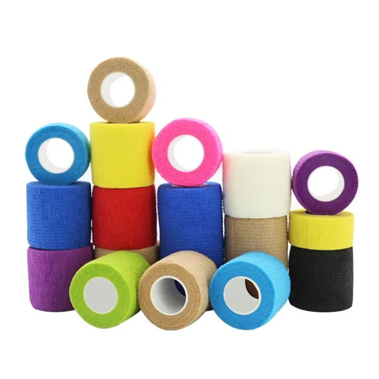 Kleurrijke Sport Zelfklevende Elastische Bandage Wrap Tape Elastoplast Voor Kniebeschermers Vinger Enkel Handpalm Hulpkit Huisdier Gereedschap Warm