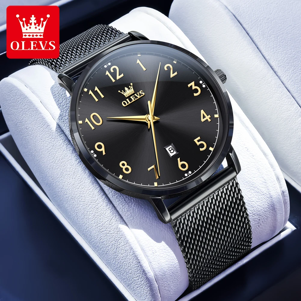 OLEVS 5653 Men's Quartz Watch Casual Sports Men's Wristwatch Waterproof Leather Strap Man Hand Clock