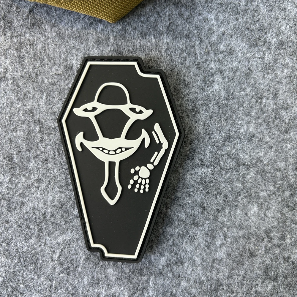 Laughing Coffin Tactical PVC Patch Skull 3D Hook&Loop Patches on Clothes Military Skeleton Morale Badge Armband Backpack Sticker