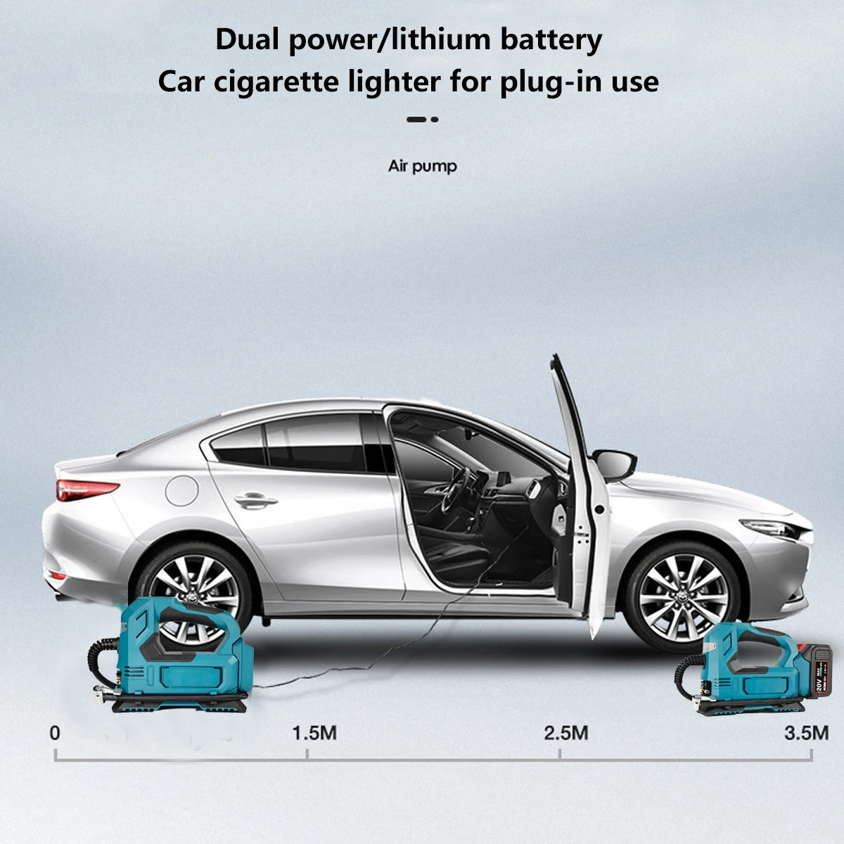 WOBEaccomplissement-Pompe à air électrique sans fil portable, compresseur d\'air portable, alimentation pour touristes, voiture, pneus de vélo, IkFor